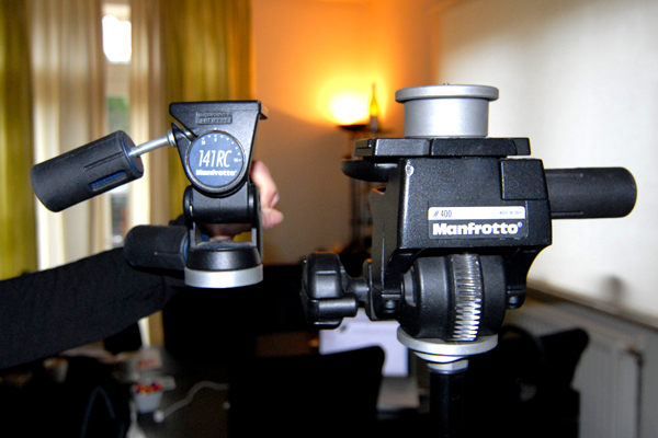 Manfrotto 400 Geared Head next to its little brother the 141RC