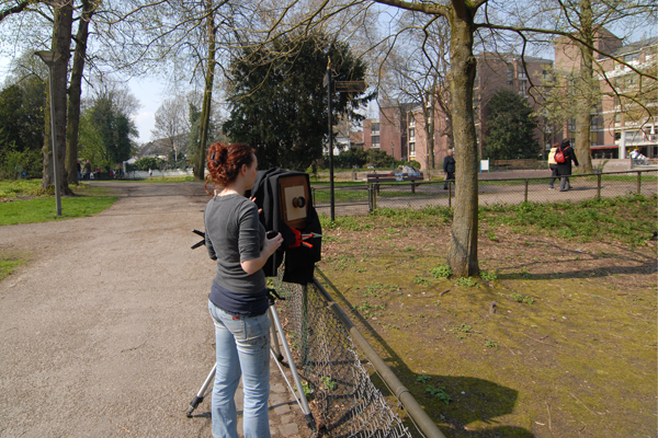 Exposing the plate; 4x5" tintype for starters