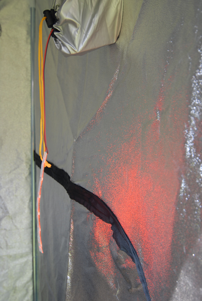 The LED-light strip with the battery hidden in the venilation department