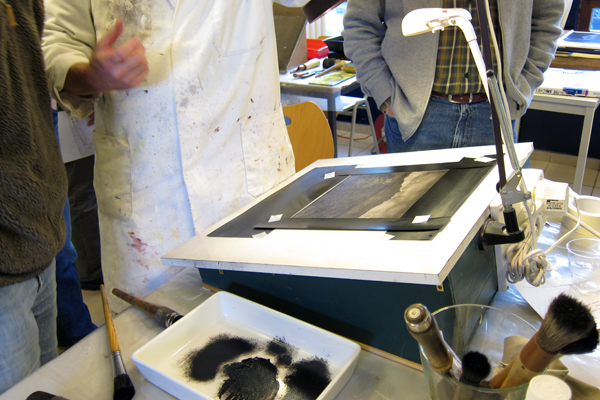 Here you can see some of the materials used, brushes etc.